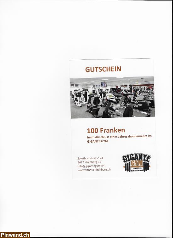 Bild 1: 100-Fr Gutschein von gigant gym kirchberg be