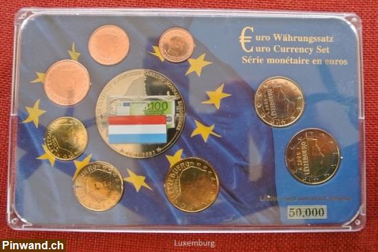 Bild 1: Euro Währungssatz Luxemburg - Euro Münzen von 1 Cent bis 2 Euro
