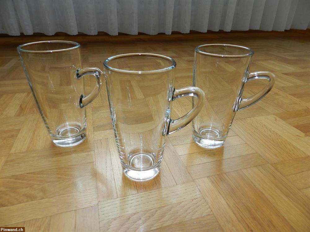 Bild 1: Cappuccino Glas Teeglas Tee Glas Henkelglas Becher 0,3 lt 3 Stk.