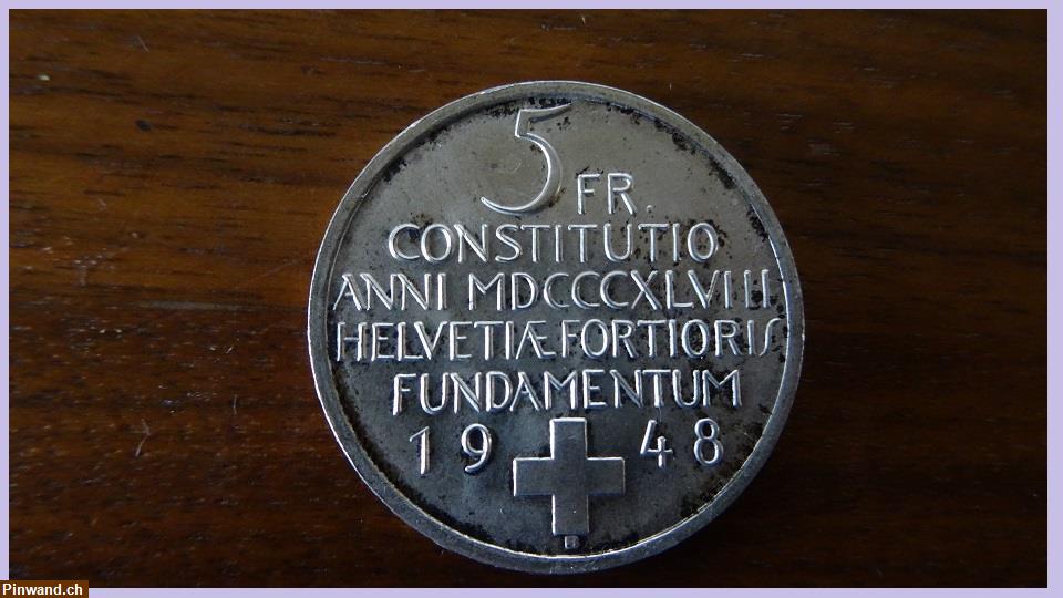Bild 3: 5 Franken Silbermünze Constitution 1948 zu verkaufen