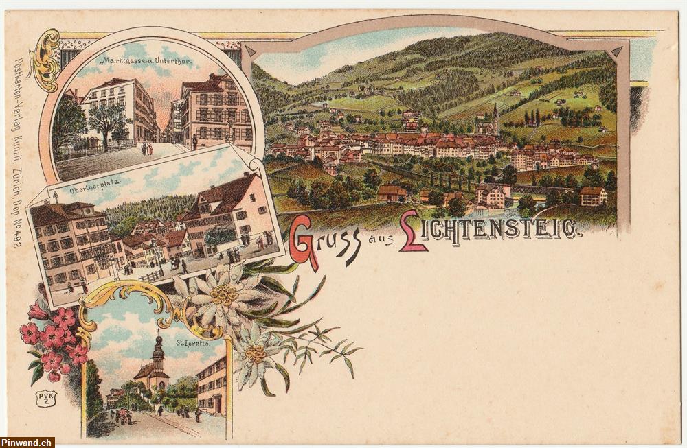 Bild 1: Alte Postkarte Gruss aus Lichtensteig