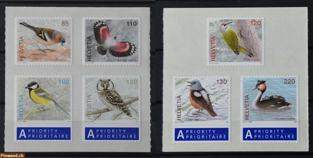 Bild 1: Freimarken 2007 und 2008 einheimische Vögel, postfrisch