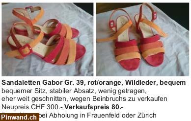Bild 1: Sandaletten Gabor Gr. 39 Wildleder zu verkaufen