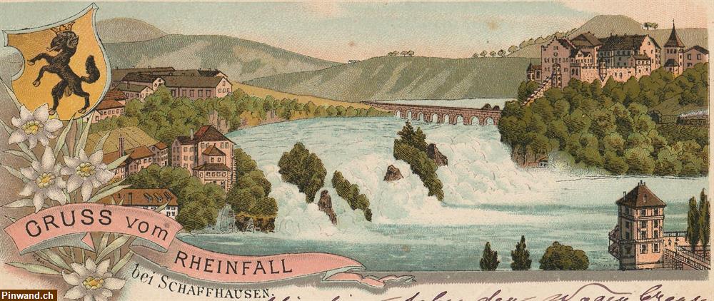 Bild 1: Ansichtskarte:  Gruss vom Rheinfall - (1896)
