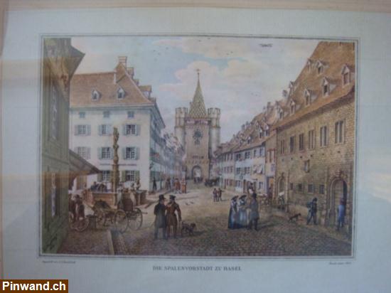 Bild 2: Aquarell / Die Spalenvorstadt zu Basel 1854