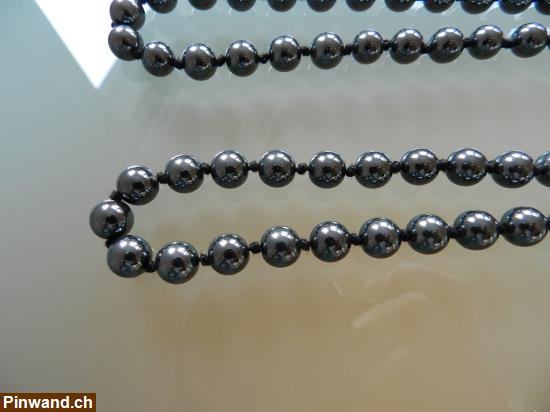 Bild 2: Hämatit Perlen Ketten Collier echt geknüpft neu 3 Stk.