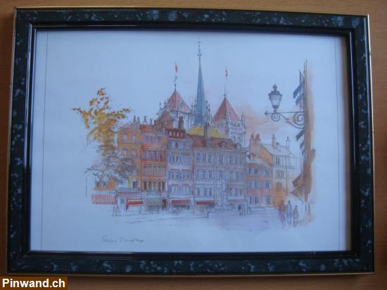Bild 1: Bild Farbzeichnung der Altstadt in Genève