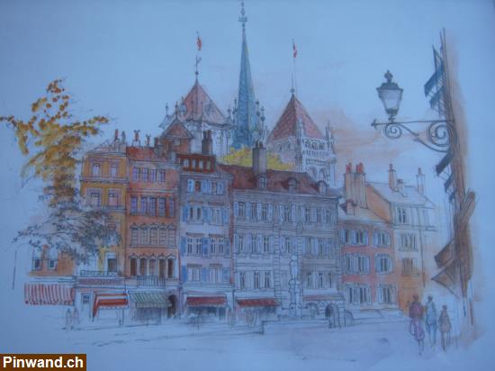 Bild 2: Bild Farbzeichnung der Altstadt in Genève