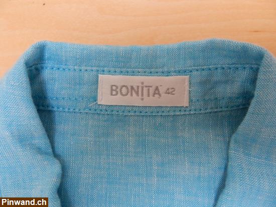 Bild 4: Leinenbluse Bluse Leinen türkis Hemdbluse kurzarm Bonita