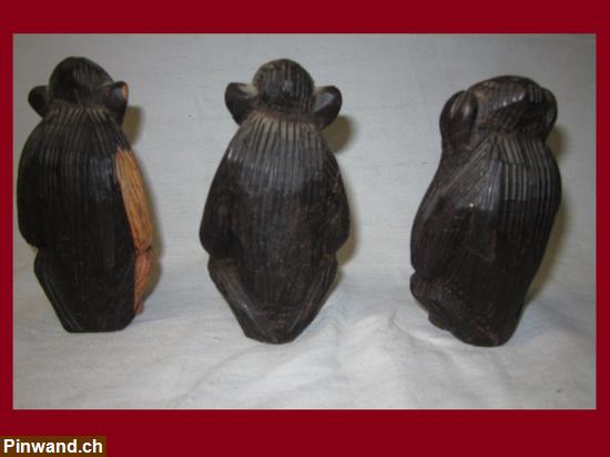 Bild 3: Die 3 Affen aus Holz - NICHTS hören, sehen, sagen...
