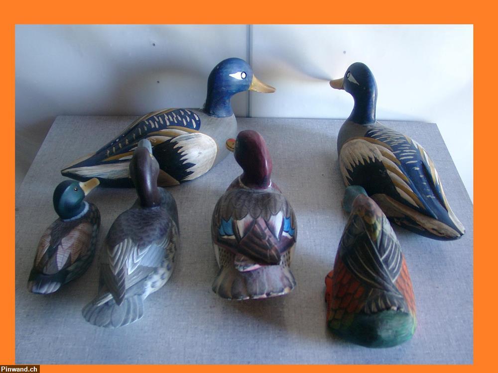 Bild 3: 6 Enten aus Holz, handbemalt