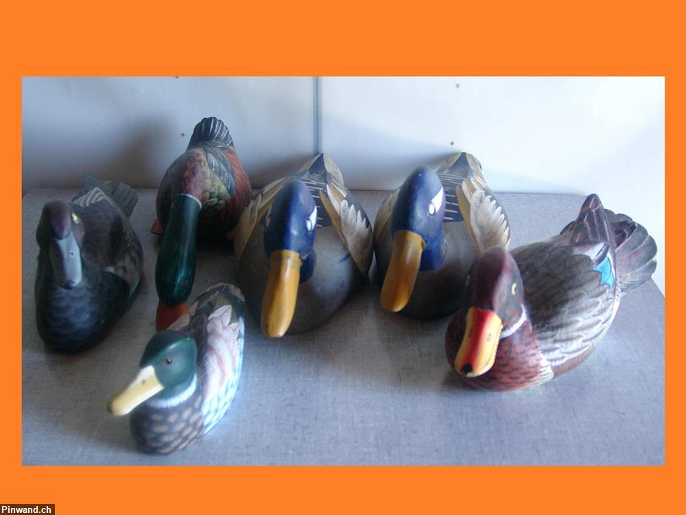 Bild 7: 6 Enten aus Holz, handbemalt