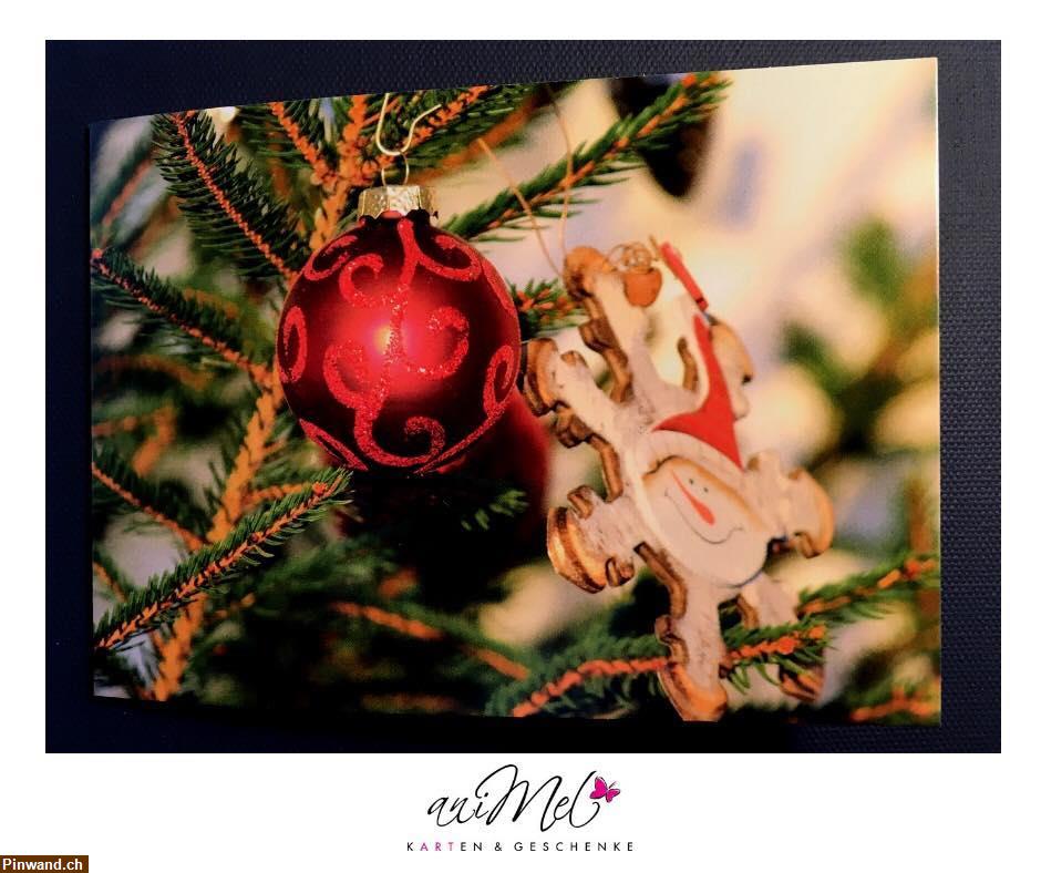 Bild 1: Weihnachtskarte Schneemann, Postkartenformat, aufklappbar