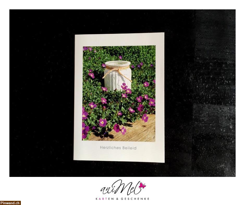 Bild 1: Trauerkarte "Herzliches Beileid", Postkartenformat, aufklappbar