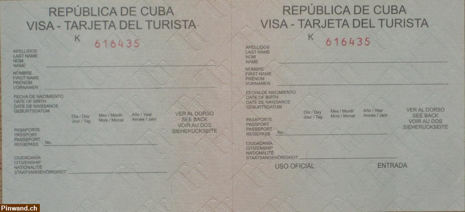 Bild 1: Touristenkarte (Visa) für Kuba