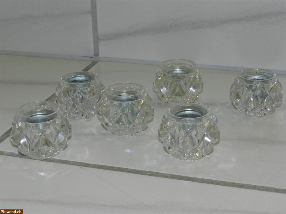 Bild 2: Kerzenhalter Kerzenständer Kristalloptik 6 Stk. ca. 80er Jahre