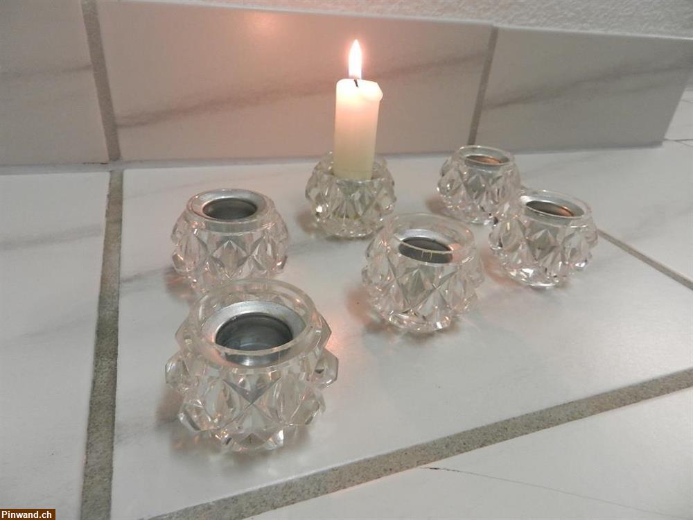 Bild 3: Kerzenhalter Kerzenständer Kristalloptik 6 Stk. ca. 80er Jahre