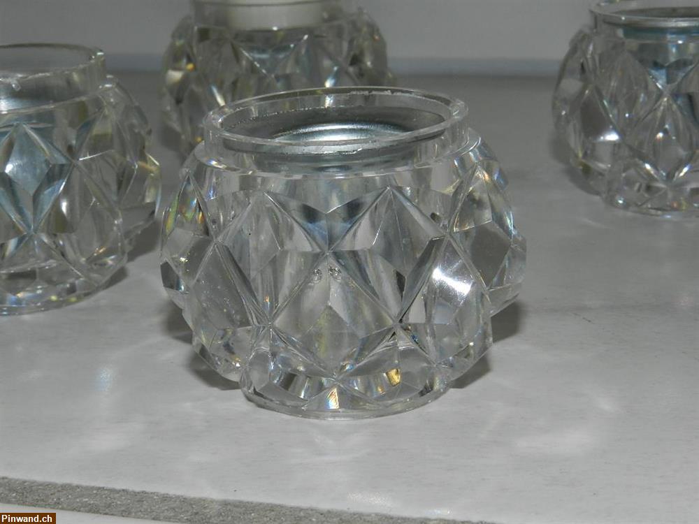 Bild 5: Kerzenhalter Kerzenständer Kristalloptik 6 Stk. ca. 80er Jahre