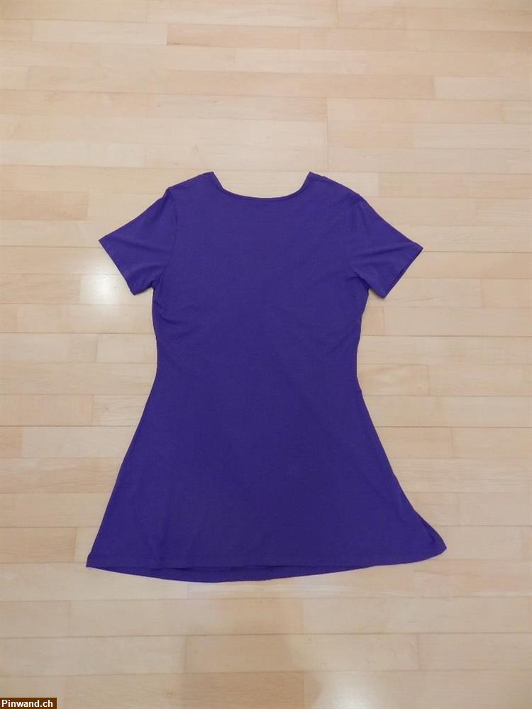 Bild 2: T-Shirt Longshirt Tunika Bluse violett kurzarm Shirt Gr.38