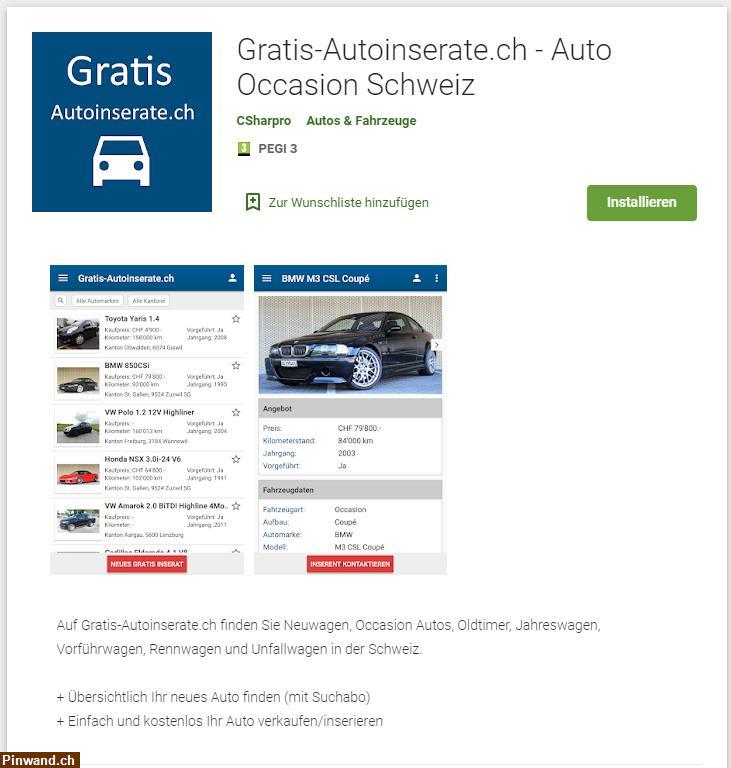 Bild 1: Gratis-Autoinserate.ch - Auto Occasionen Schweiz, NEU mit App