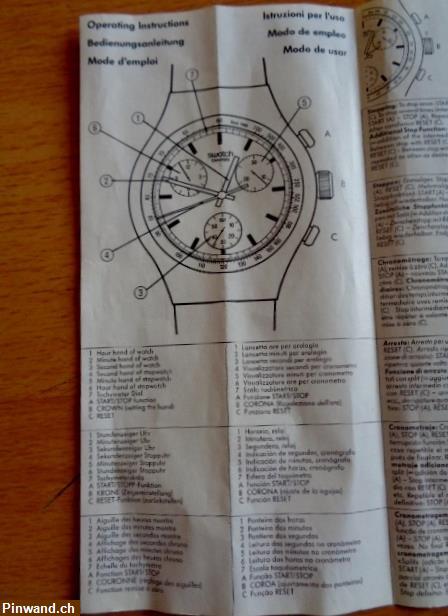 Bild 10: Swatch Chrono Sammeluhr / Originalbox / Bedienungsanleitung