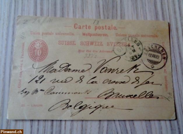 Bild 1: Postkarte / Carte postale Weltpostverein Jg. 1892