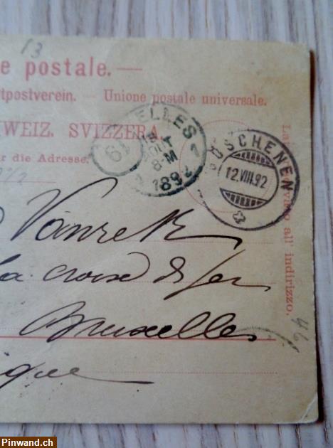 Bild 3: Postkarte / Carte postale Weltpostverein Jg. 1892