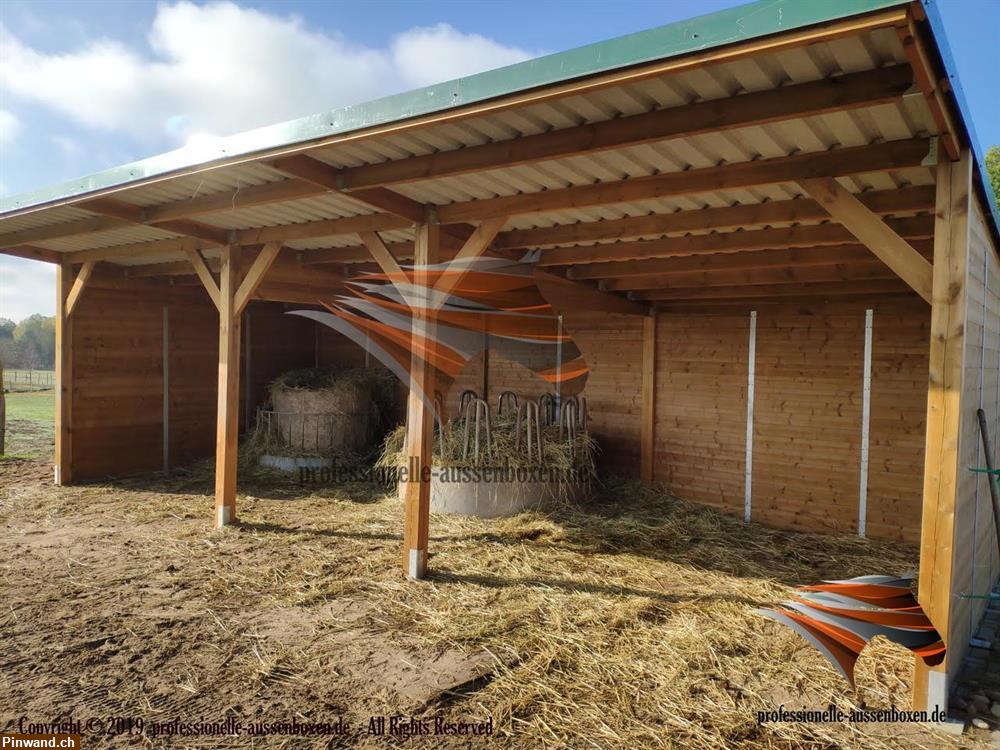 Bild 9: Modernen Pferdestall bauen, Aussenboxen, Pferdeboxen, Weidehütte, Pferdeunterstand, Stallungen,