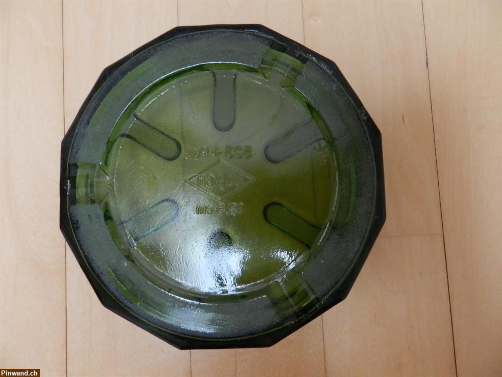 Bild 5: Unterteller Bülach Glas Grün Vintage Pflanze Topf 12,5+20 cm 2x