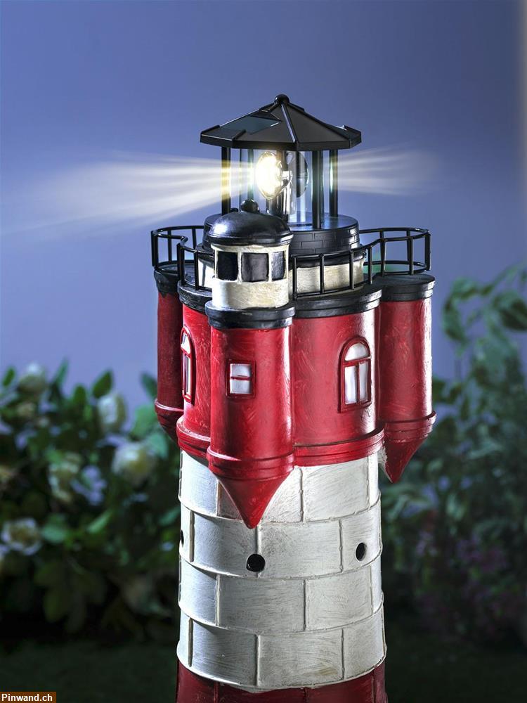 Bild 2: Leuchtturm mit Solaranlage - Rotweiss, 80cm hoch
