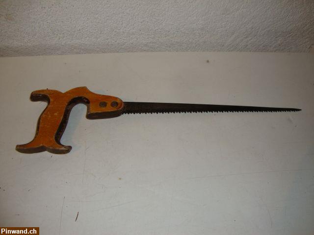 Bild 1: Alte Handsäge / Fuchsschwanz mit Holzgriff, Länge 42cm