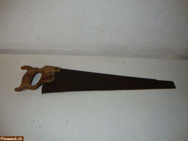 Bild 1: Alte Handsäge / Fuchsschwanz mit Holzgriff, Länge 58cm