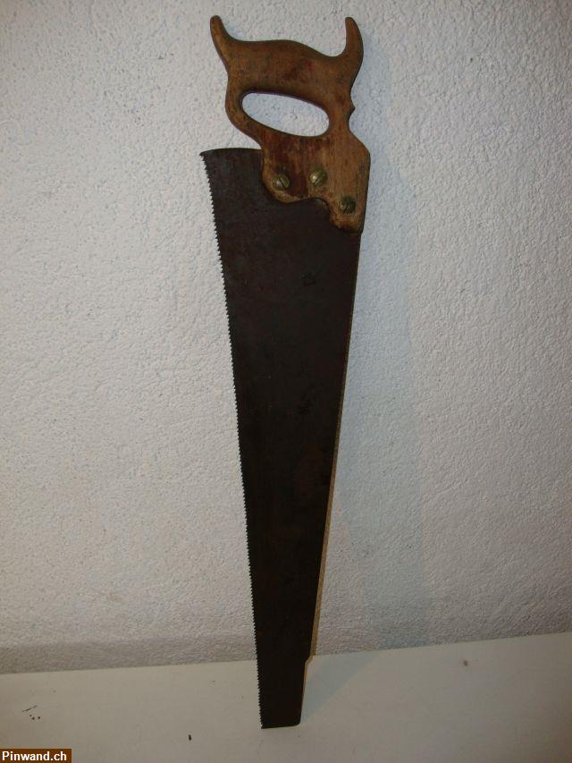 Bild 2: Alte Handsäge / Fuchsschwanz mit Holzgriff, Länge 58cm