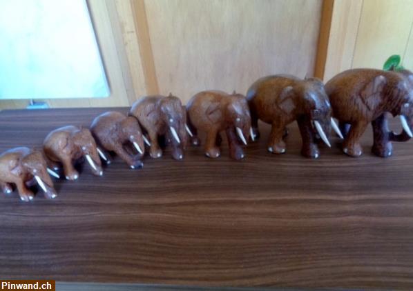 Bild 1: Elefantenfamilie Holz (7 Stk.) zu verkaufen