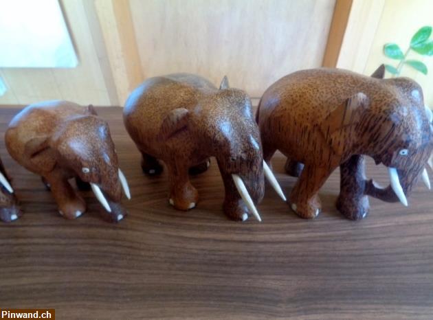 Bild 3: Elefantenfamilie Holz (7 Stk.) zu verkaufen