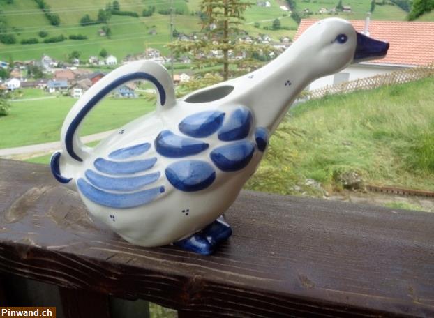 Bild 1: Keramik Giesskanne Ente / Original Delft, handbemalt zu verkaufen