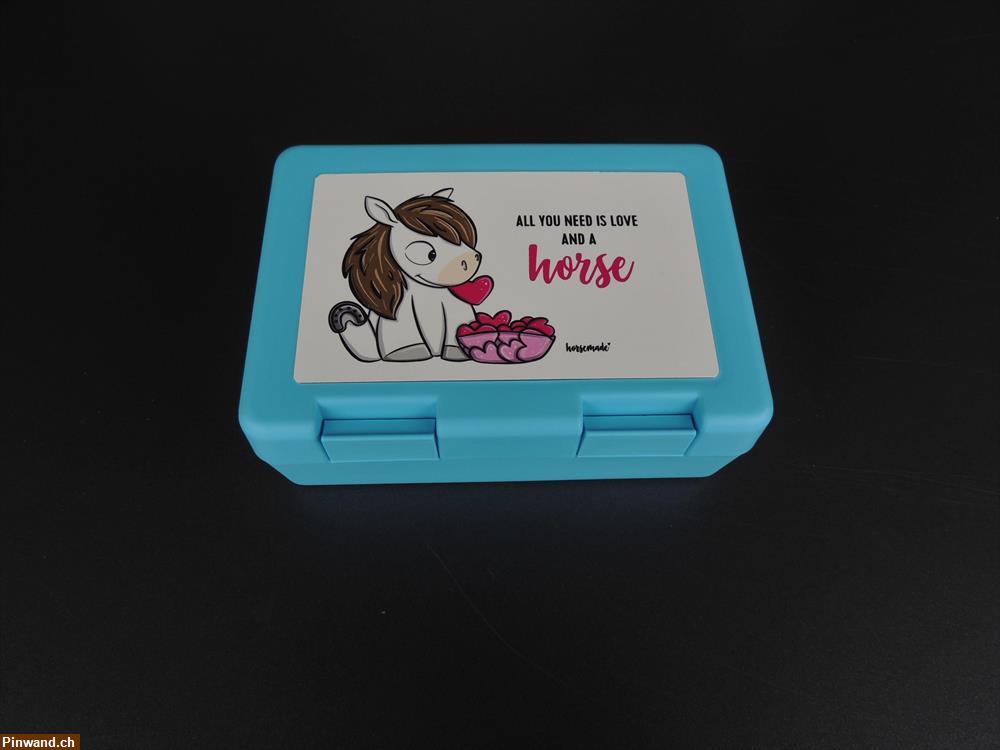 Bild 1: Znüni Lunch Zvieri Box ALL YOU NEED IS LOVE AND A HORSE blau