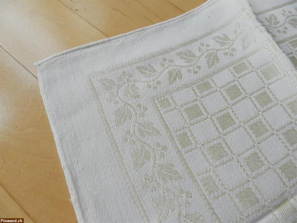 Bild 3: Serviette 3 x Weiss Gold 30x33 cm Tischwäsche Vintage 1960er