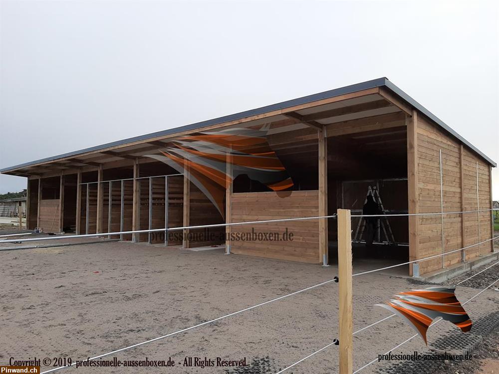 Bild 8: Aussenboxen, Pferdestall bauen, Pferdeboxen, Weidehütte, Offenstall, Unterstand,