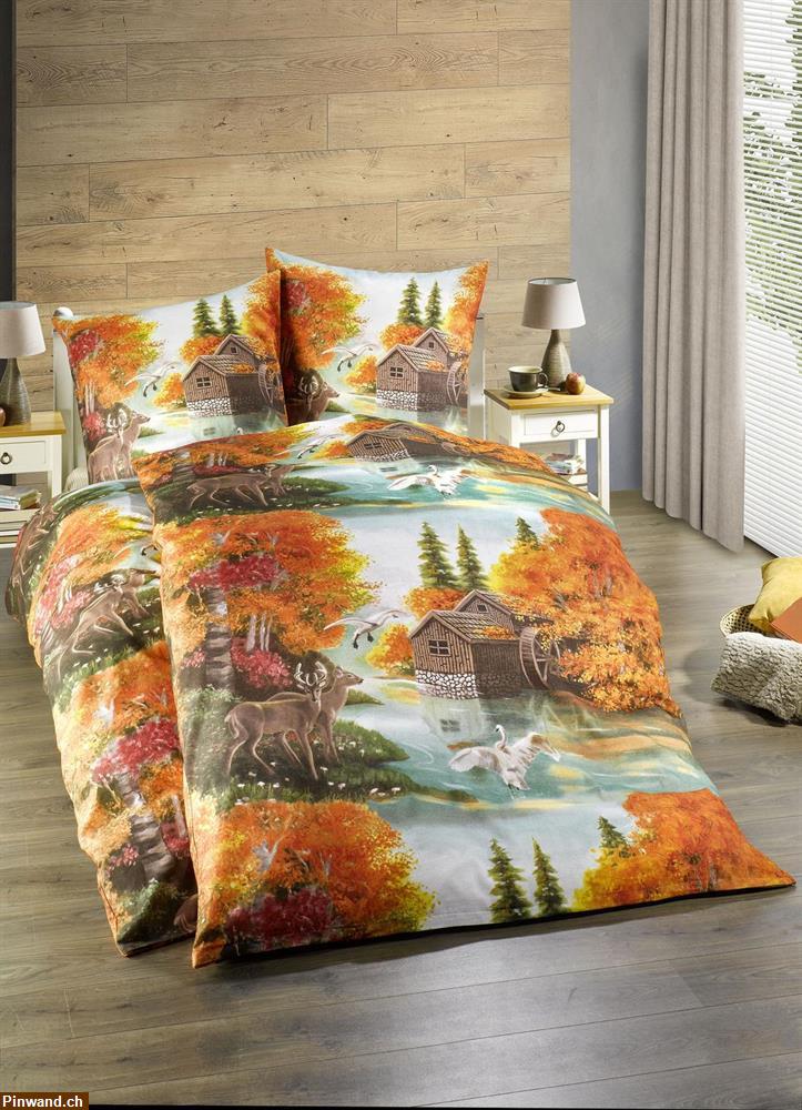 Bild 1: Bettwäsche Biber - Decke u. Kissen in Herbstlandschaft