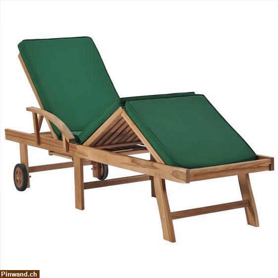 Bild 4: Verkauf: Sonnenliegen mit Auflagen 2 Stk. Massivholz Teak Grün NEU!