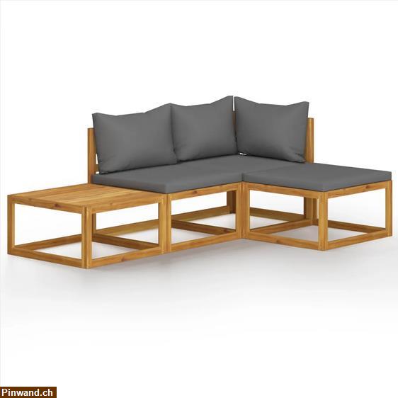 Bild 2: NEU! 4-tlg. Garten-Lounge-Set mit Auflage Massivholz Akazie