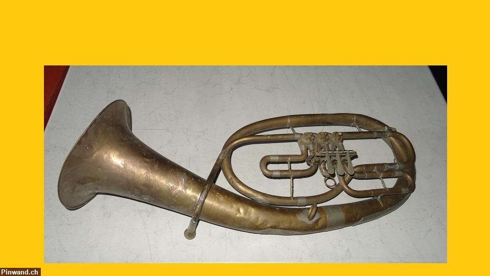 Bild 2: altes Horn Tenorhorn aus Messing zu verkaufen