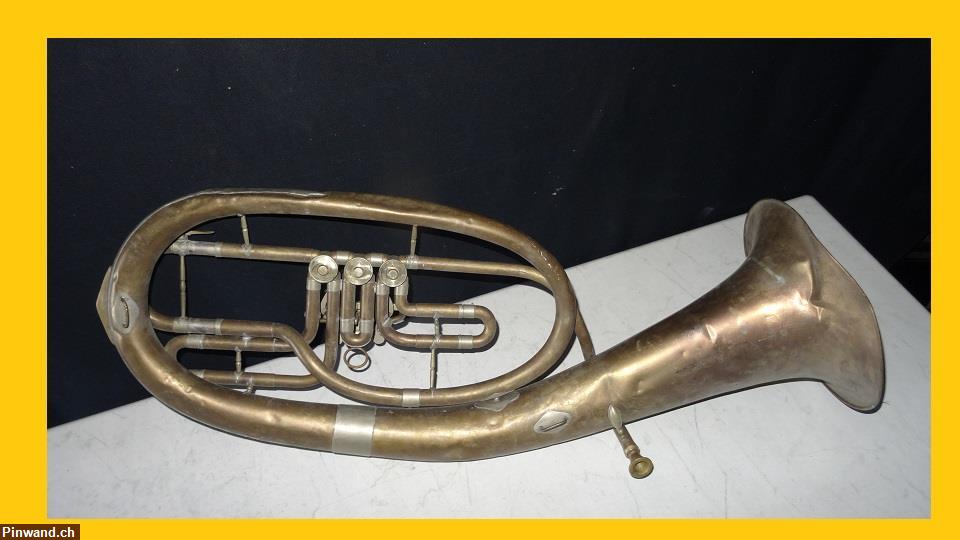 Bild 8: altes Horn Tenorhorn aus Messing zu verkaufen