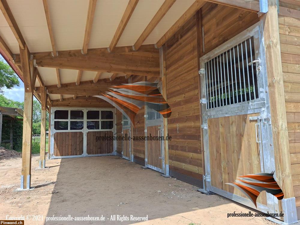 Bild 14: Außenbox, Pferdestall bauen, Pferdebox, Offenstall