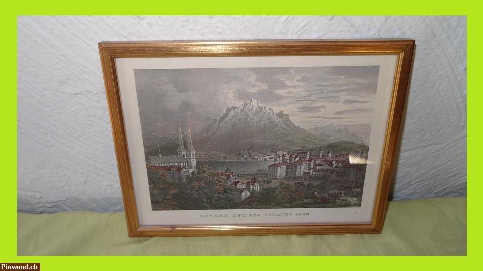 Bild 1: Verkauf: Bild von Luzern mit Pilatus 1850 mit Goldrahmen