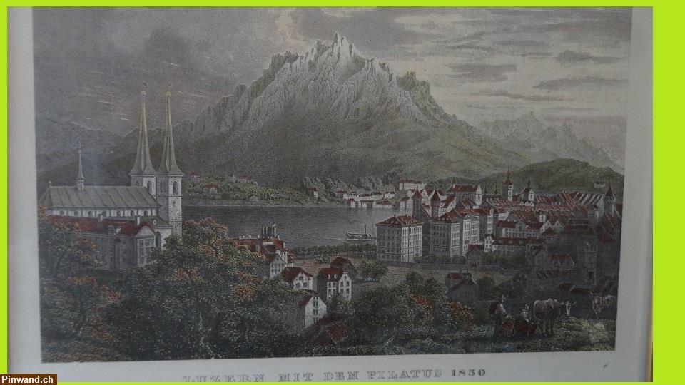Bild 2: Verkauf: Bild von Luzern mit Pilatus 1850 mit Goldrahmen