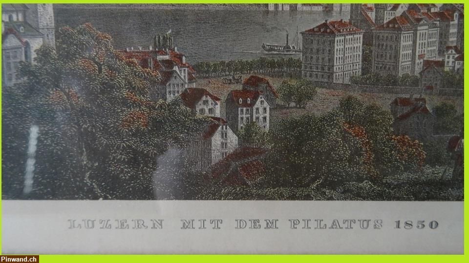Bild 3: Verkauf: Bild von Luzern mit Pilatus 1850 mit Goldrahmen