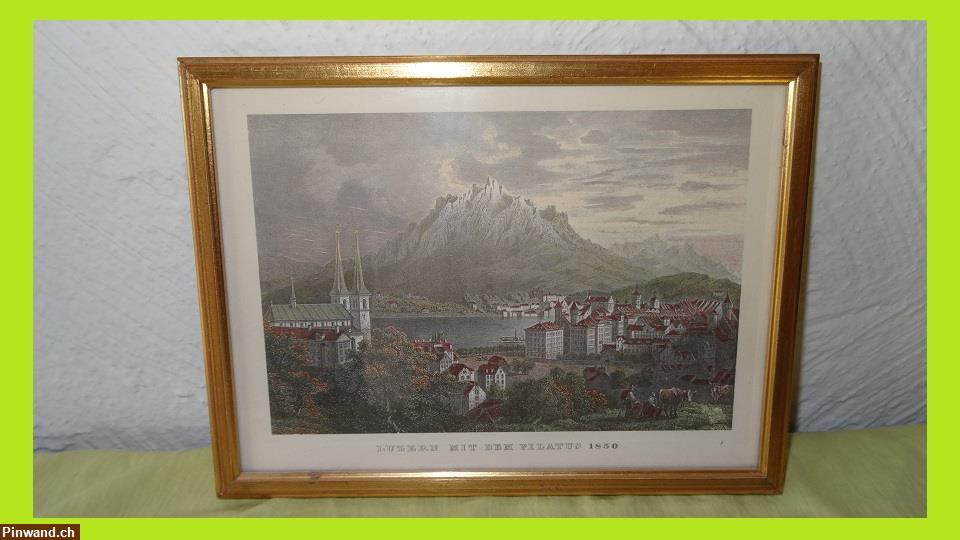 Bild 5: Verkauf: Bild von Luzern mit Pilatus 1850 mit Goldrahmen