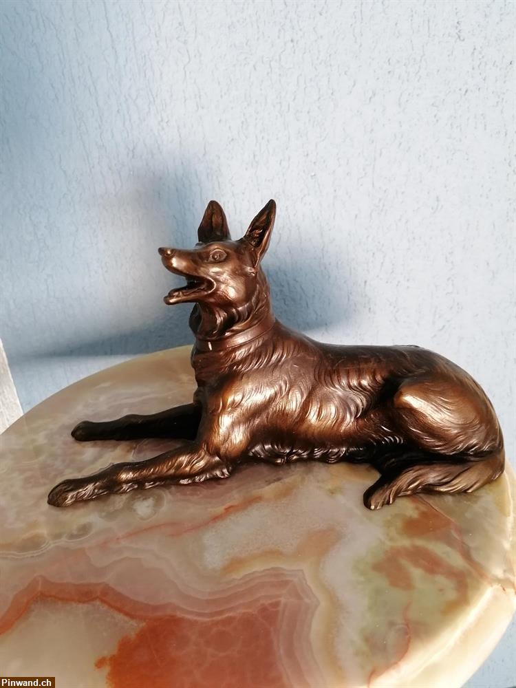 Bild 1: zu verkaufen: Schäferhund-Figur Metall Broncefarbig